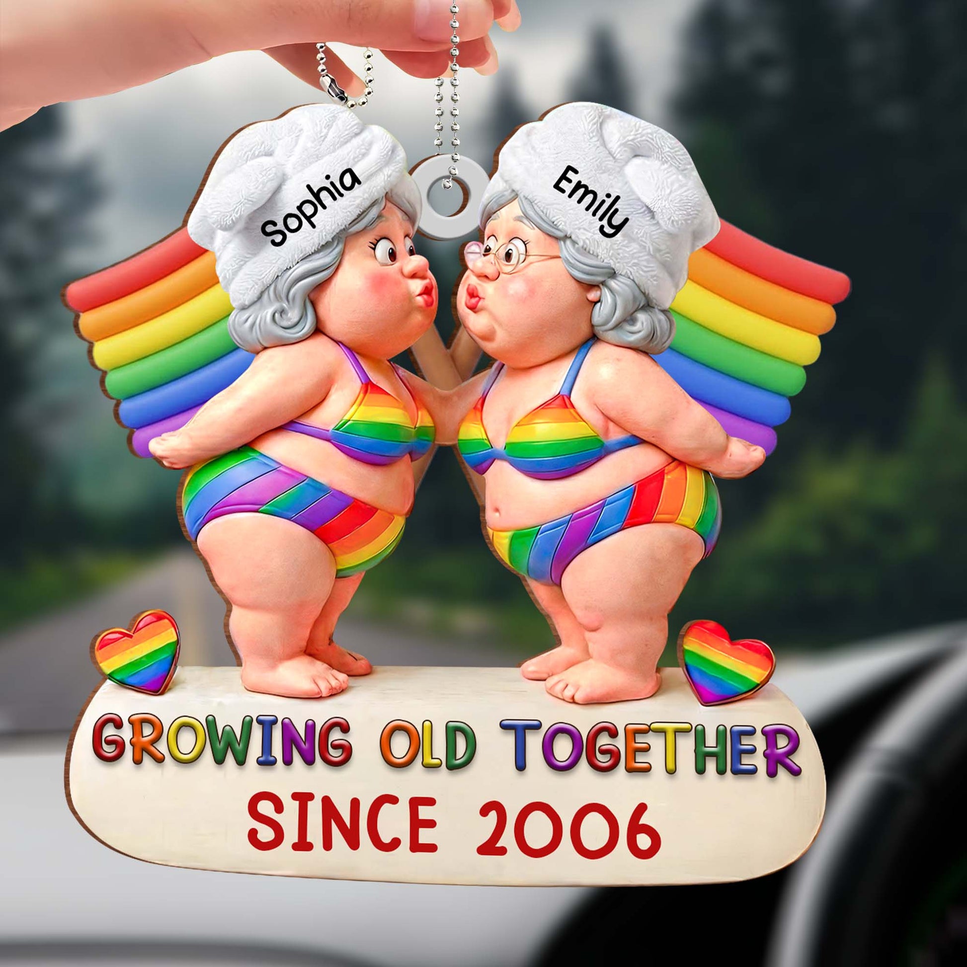 Growing Old Together, Elderly Couple With Rainbow Colors