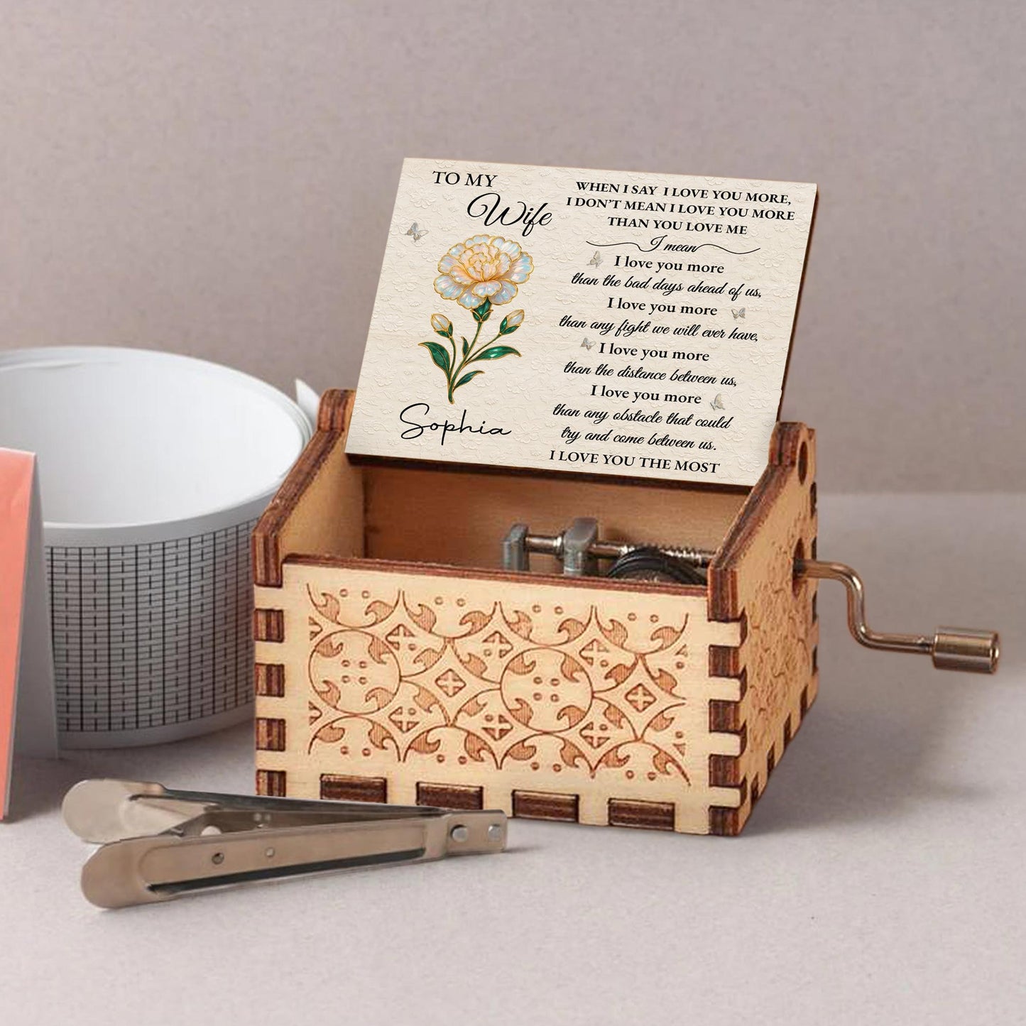 To My Wife, I Love You More, Beautiful Flower Design