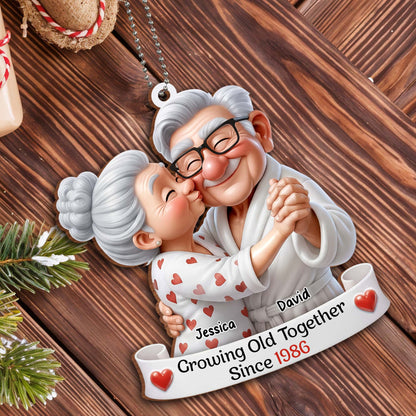 Growing Old Together, Elderly Couple With Hearts