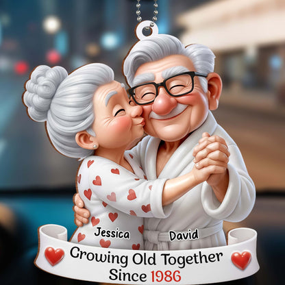 Growing Old Together, Elderly Couple With Hearts