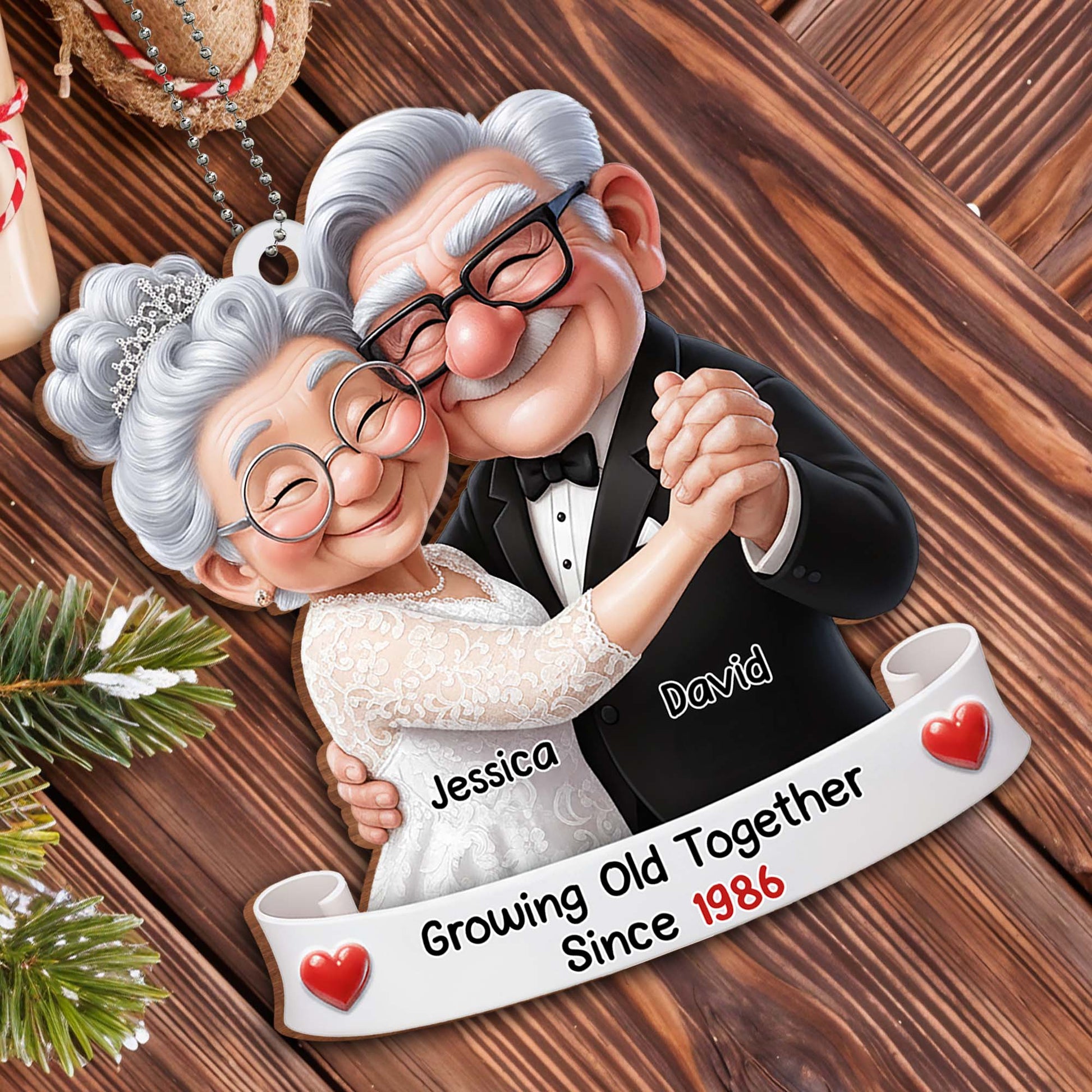 Growing Old Together, Elderly Couple With Heart