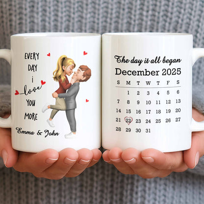 Every Day I Love You More, Couple And Calendar Design