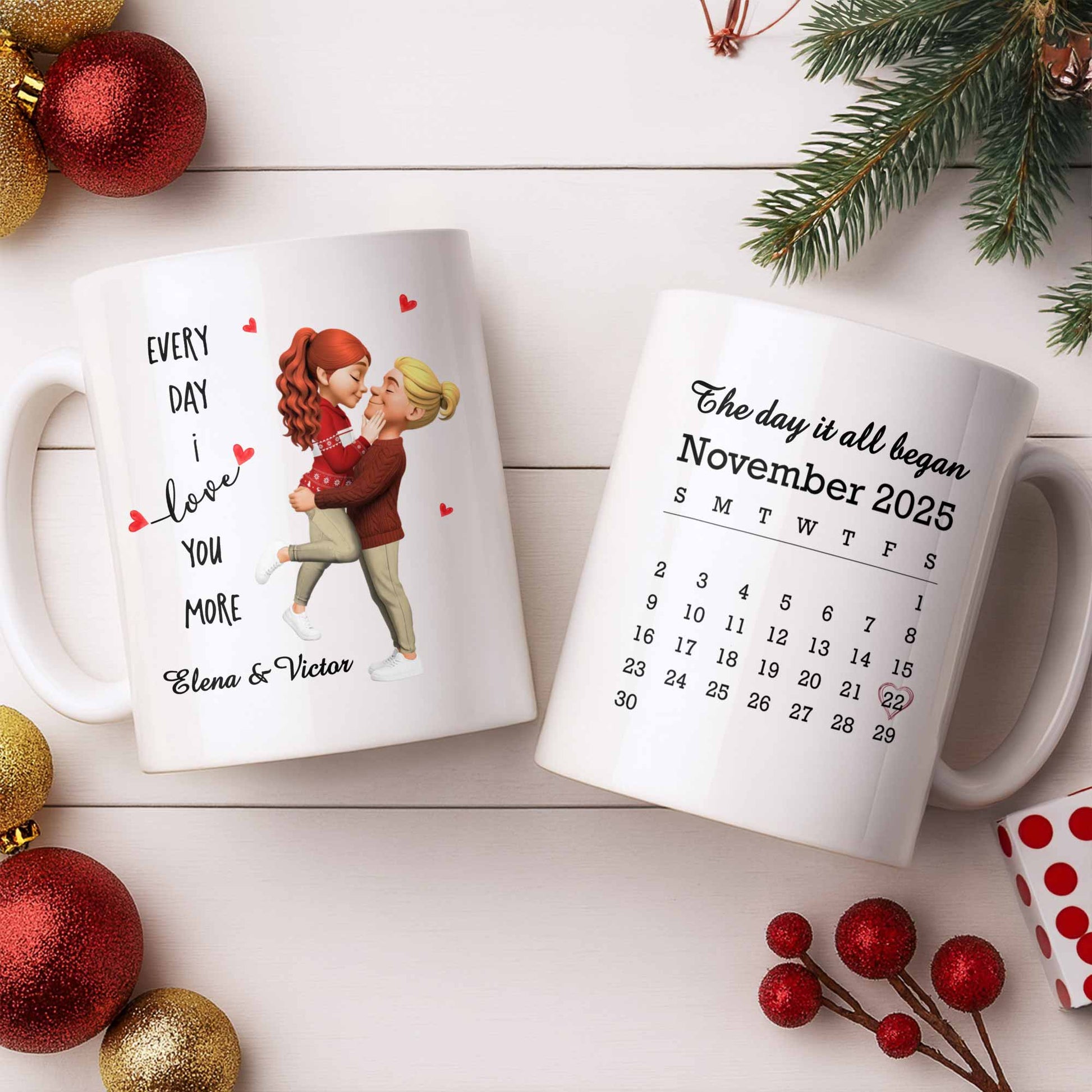 Every Day I Love You More, Couple And Calendar Design