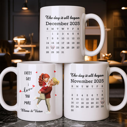 Every Day I Love You More, Couple And Calendar Design