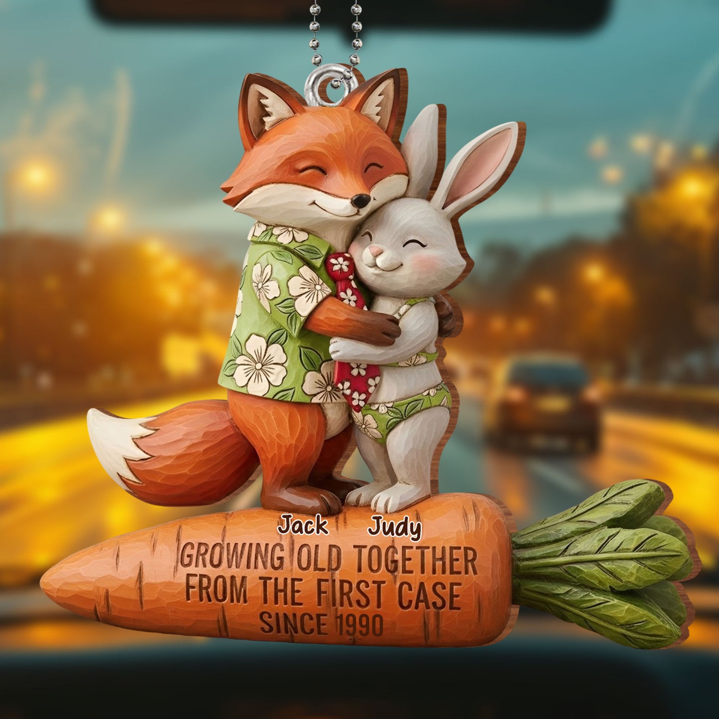Growing Old Together Fox and Rabbit Ornament