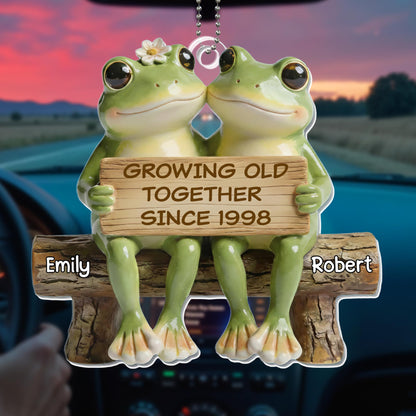 Growing Old Together, Cute Frogs On Bench