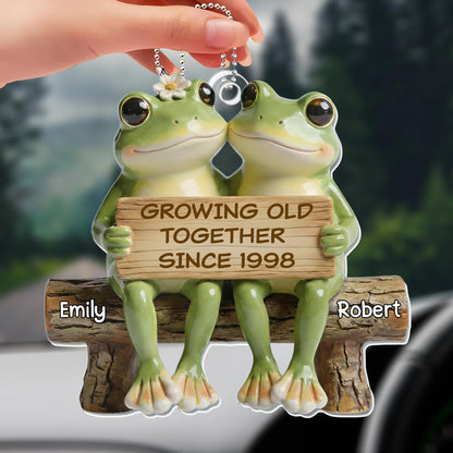 Growing Old Together, Cute Frogs On Bench