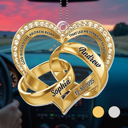 God Blessed The Broken Road, Heart And Rings Design