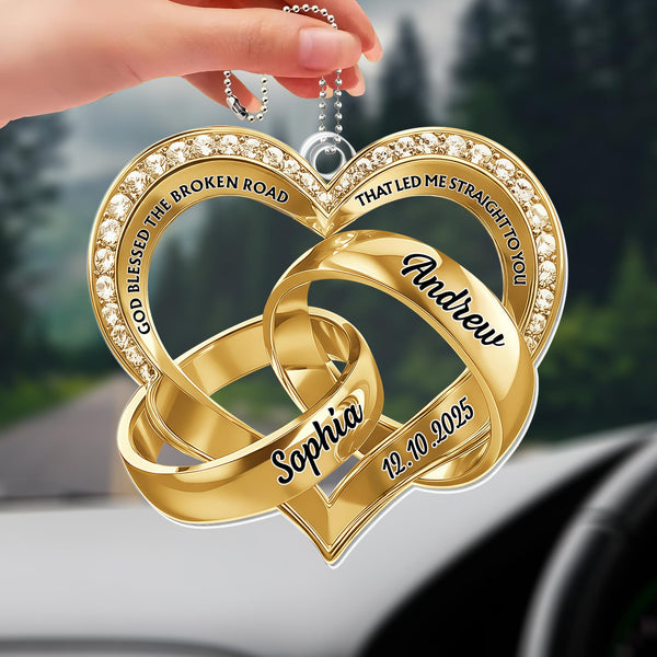 Bless The Broken Road Personalized Couple Ornament, Custom