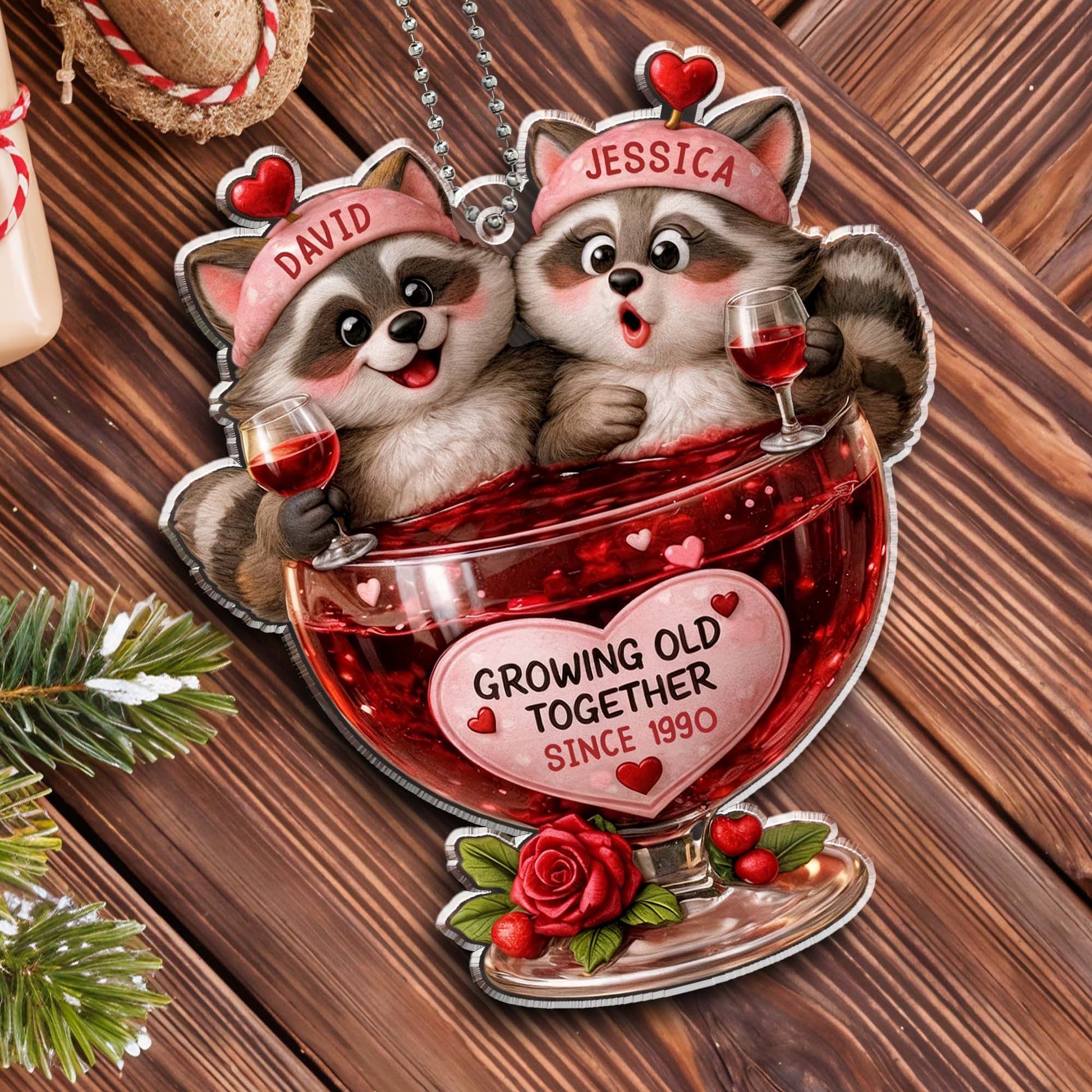 Growing Old Together, Raccoons Sharing Red Wine