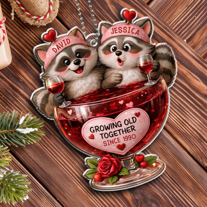 Growing Old Together, Raccoons Sharing Red Wine