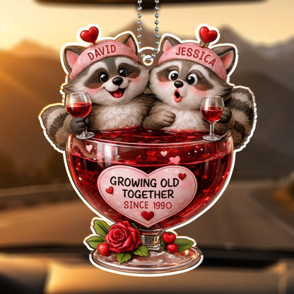 Growing Old Together, Raccoons Sharing Red Wine