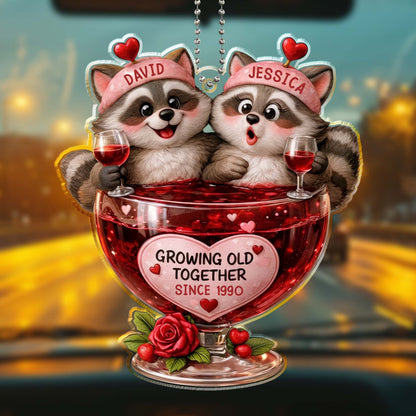 Growing Old Together, Raccoons Sharing Red Wine