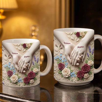 Celebrate Love And Commitment, Hands And Roses - Personalized Custom Coffee Mug - CPL1187_MG