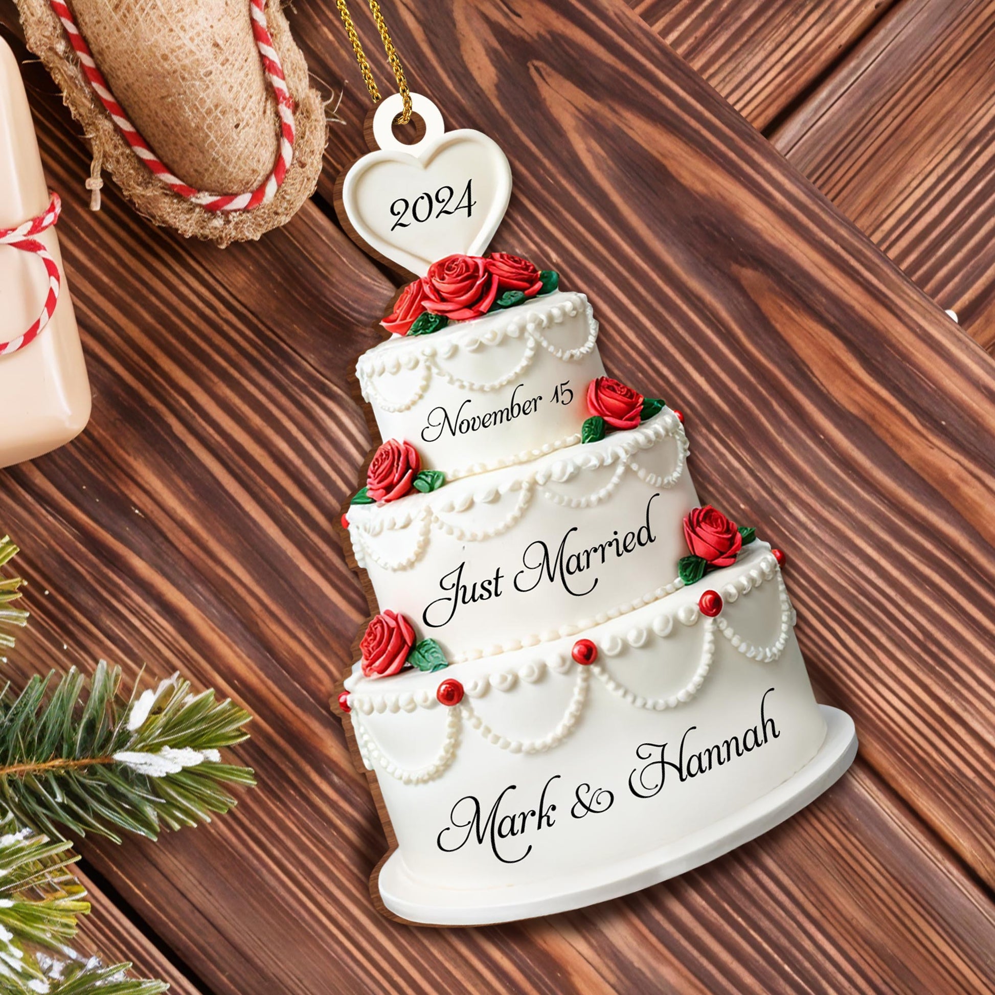 Just Married November Wedding Celebration Cake