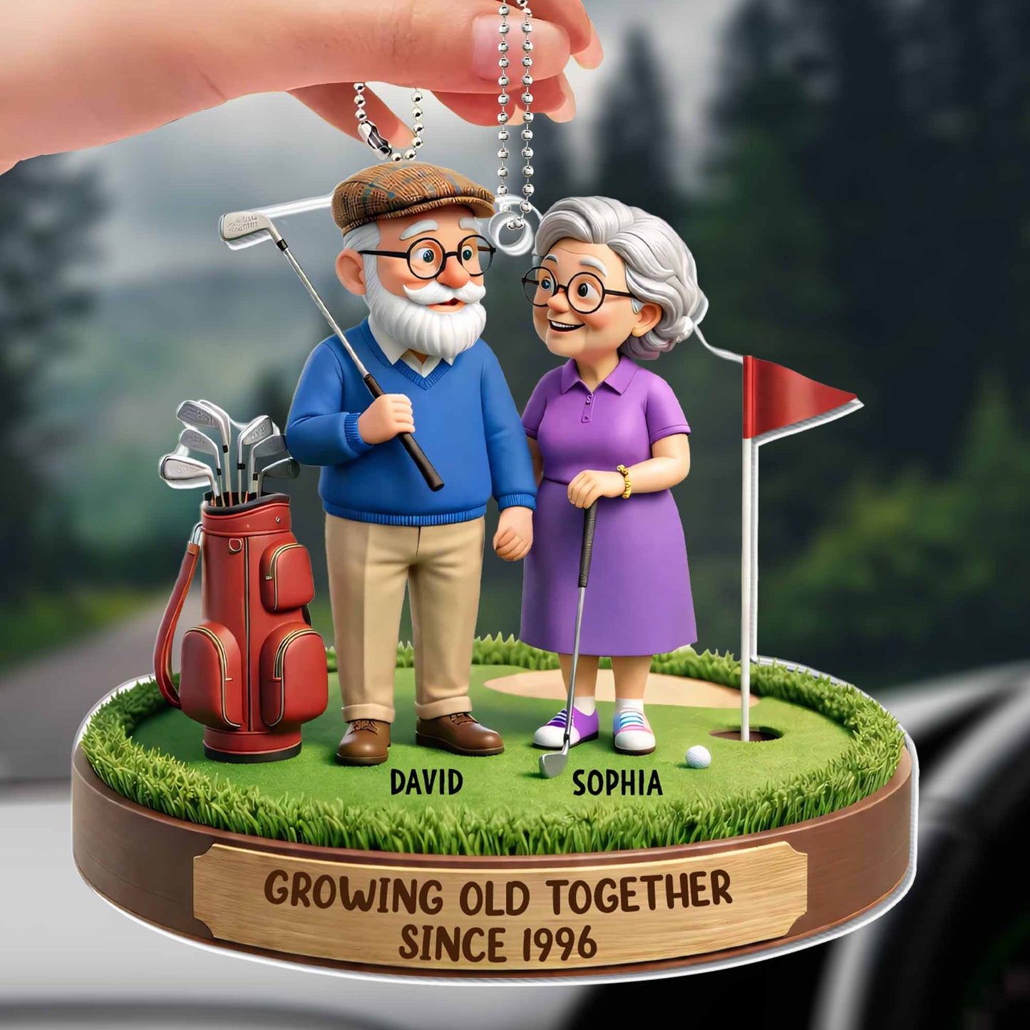 Growing Old Together Elderly Couple Golf Theme