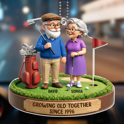 Growing Old Together Elderly Couple Golf Theme