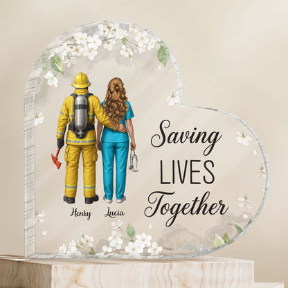 Saving Lives Together, Firefighter And Healthcare Worker