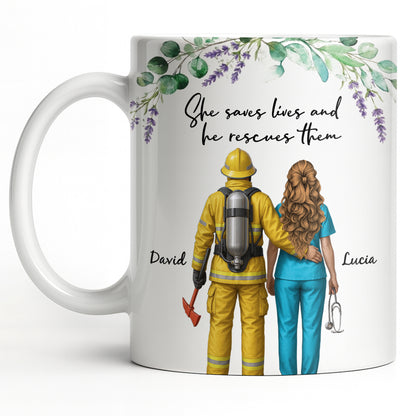 She Saves Lives And He Rescues Them, Featuring Firefighter And Nurse
