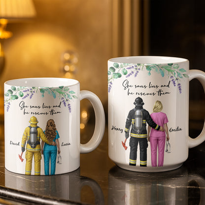 She Saves Lives And He Rescues Them, Featuring Firefighter And Nurse