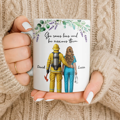 She Saves Lives And He Rescues Them, Featuring Firefighter And Nurse