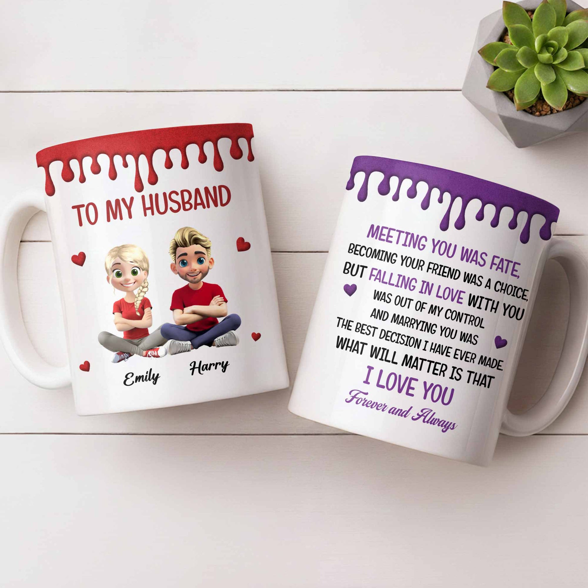 To My Husband, Meeting You Was Fate, Cartoon Couple