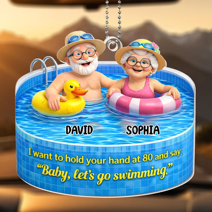 Hold Your Hand At 80, Elderly Couple Swimming Together