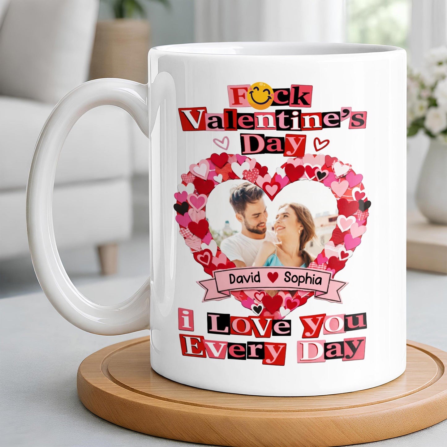 I Love You Every Day With Heart and Photo Frame - Personalized Custom Coffee Mug - CPL1218_MG