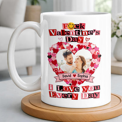 I Love You Every Day With Heart and Photo Frame - Personalized Custom Coffee Mug - CPL1218_MG
