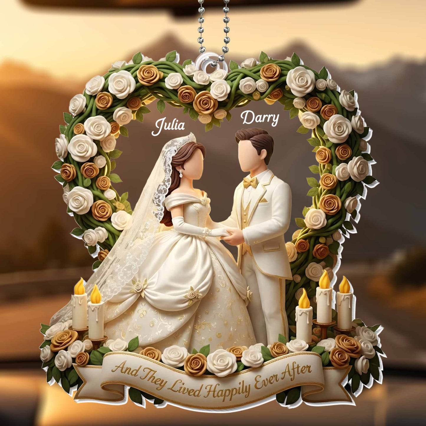 And They Lived Happily Ever After Bridal Couple and Roses