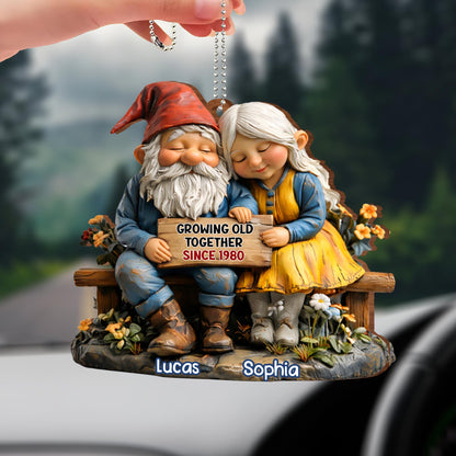 Growing Old Together, Gnomes And Flowers Ornament