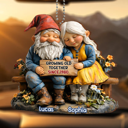 Growing Old Together, Gnomes And Flowers Ornament