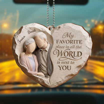 My Favorite Place Is Next to You Elderly Couple Heart Ornament