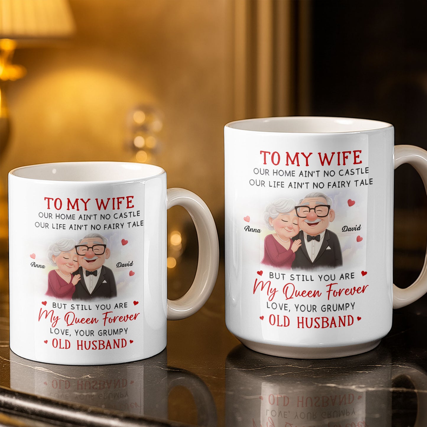 To My Wife You Are My Queen Forever Elderly Couple