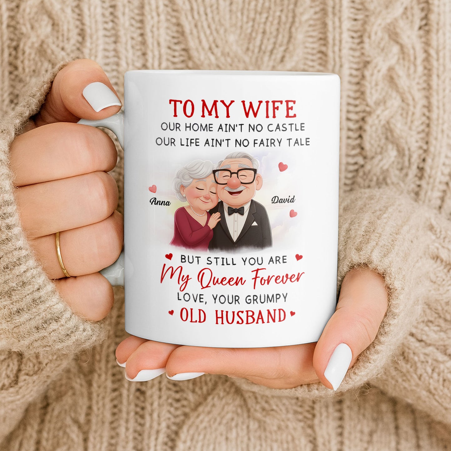 To My Wife You Are My Queen Forever Elderly Couple