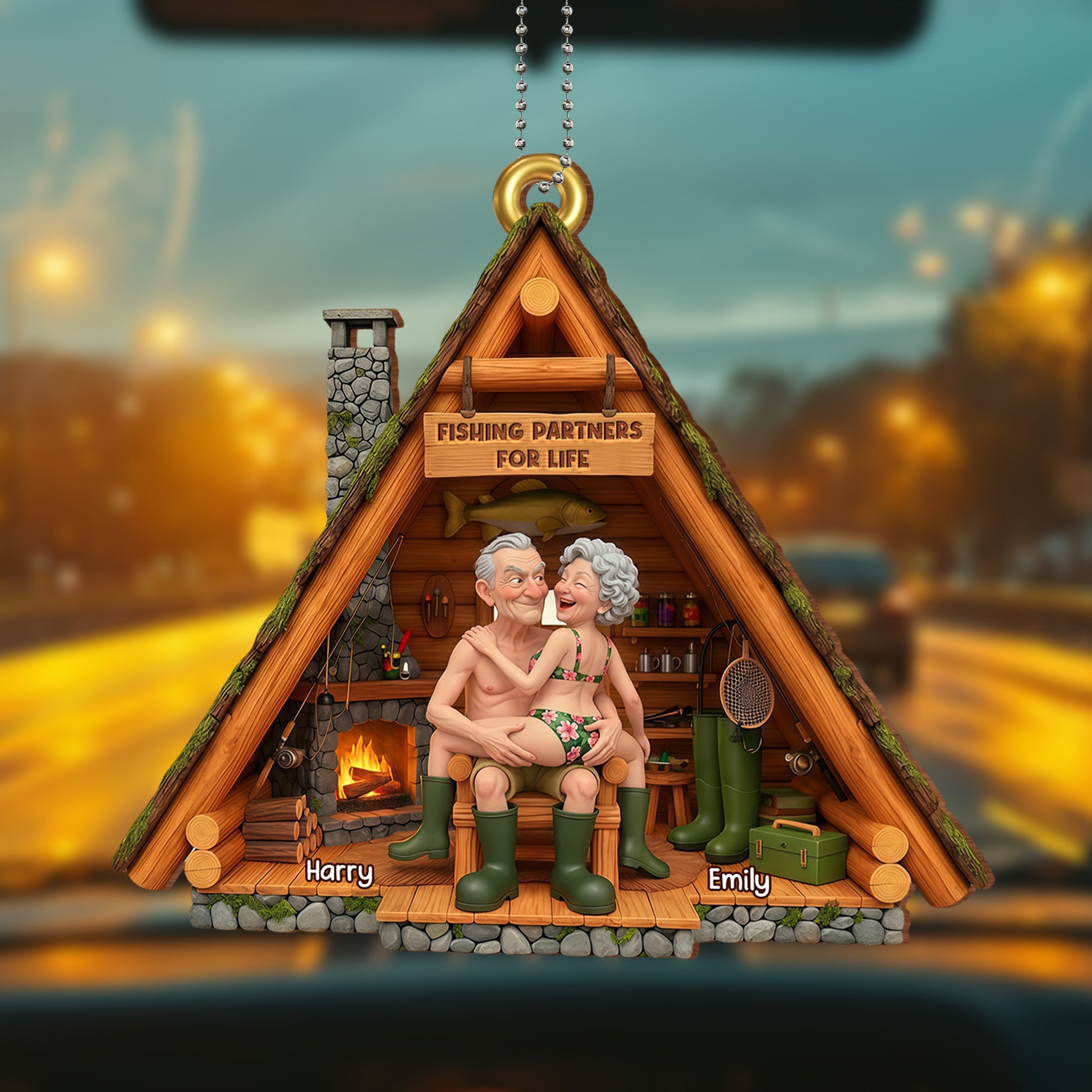 Fishing Partners For Life Cabin Ornament