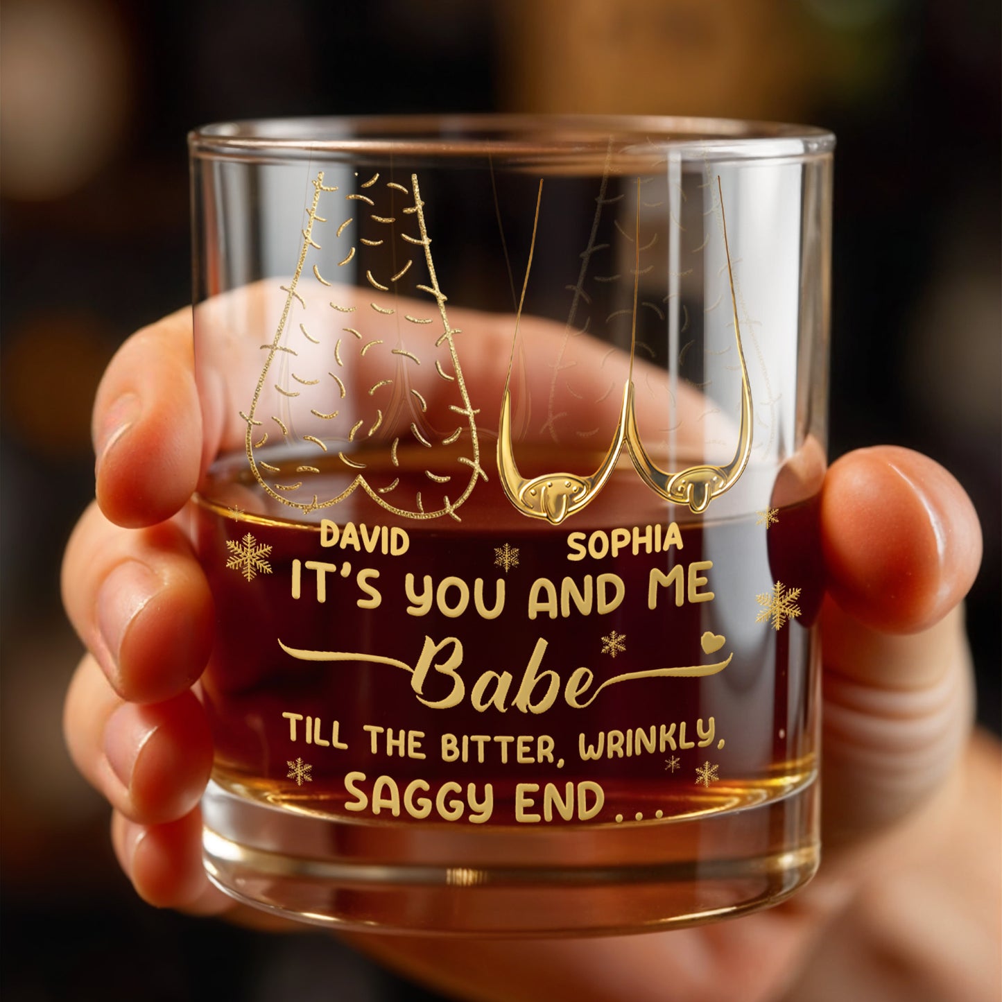 It's You And Me Babe, Heart And Stars - Personalized Custom Whiskey Glass - CPL1232_RWG