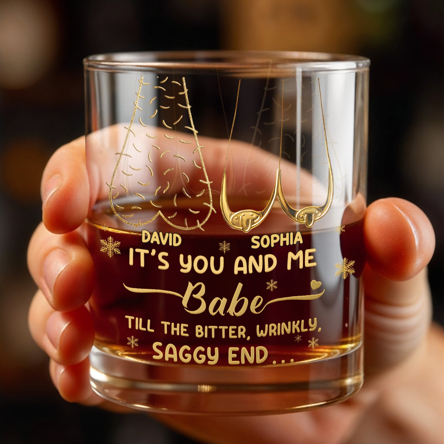 It's You And Me Babe, Heart And Stars - Personalized Custom Whiskey Glass - CPL1232_RWG