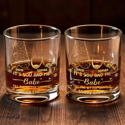 It's You And Me Babe, Heart And Stars - Personalized Custom Whiskey Glass - CPL1232_RWG