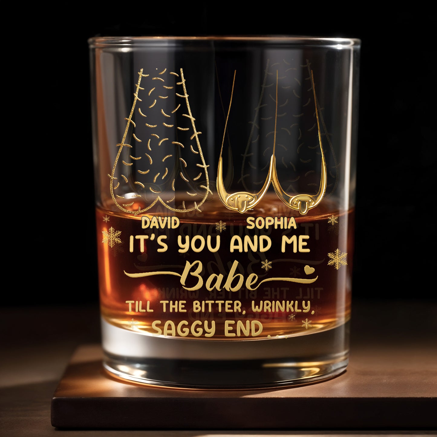 It's You And Me Babe, Heart And Stars - Personalized Custom Whiskey Glass - CPL1232_RWG