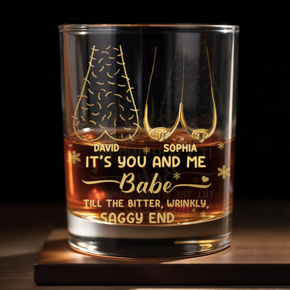 It's You And Me Babe, Heart And Stars - Personalized Custom Whiskey Glass - CPL1232_RWG