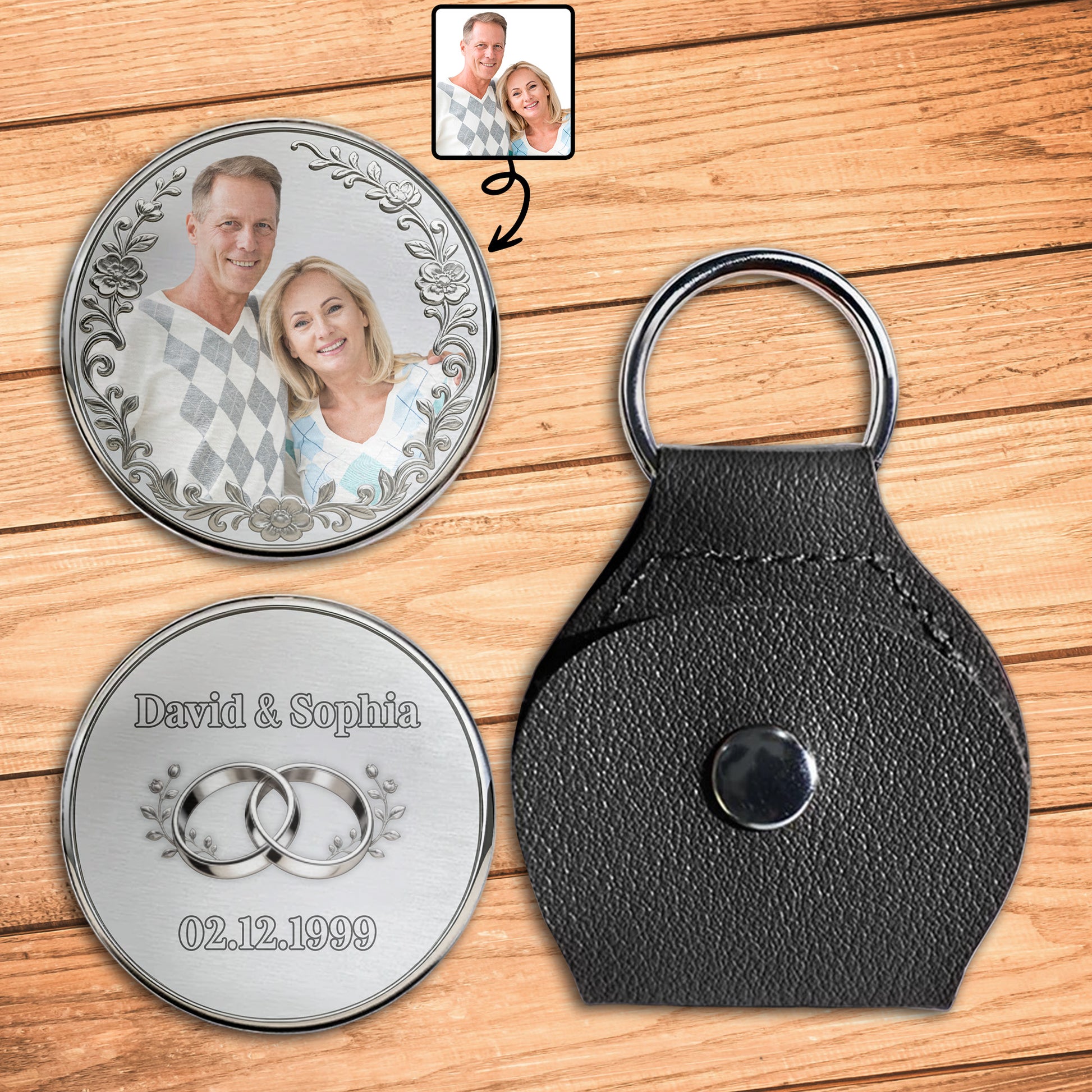 David & Sophia, Wedding Rings And Floral Design Pocket Hug