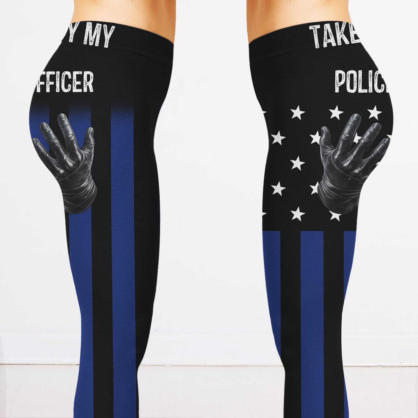 Taken By My Police Officer, Police Gloves And Stars - Personalized Women Leggings - CPL1237_WLEG