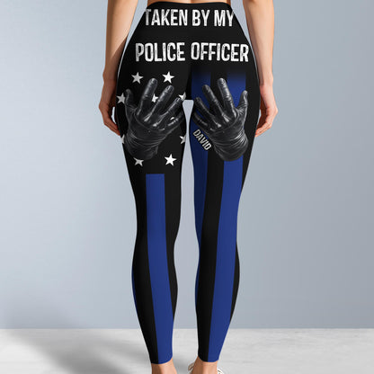 Taken By My Police Officer, Police Gloves And Stars - Personalized Women Leggings - CPL1237_WLEG