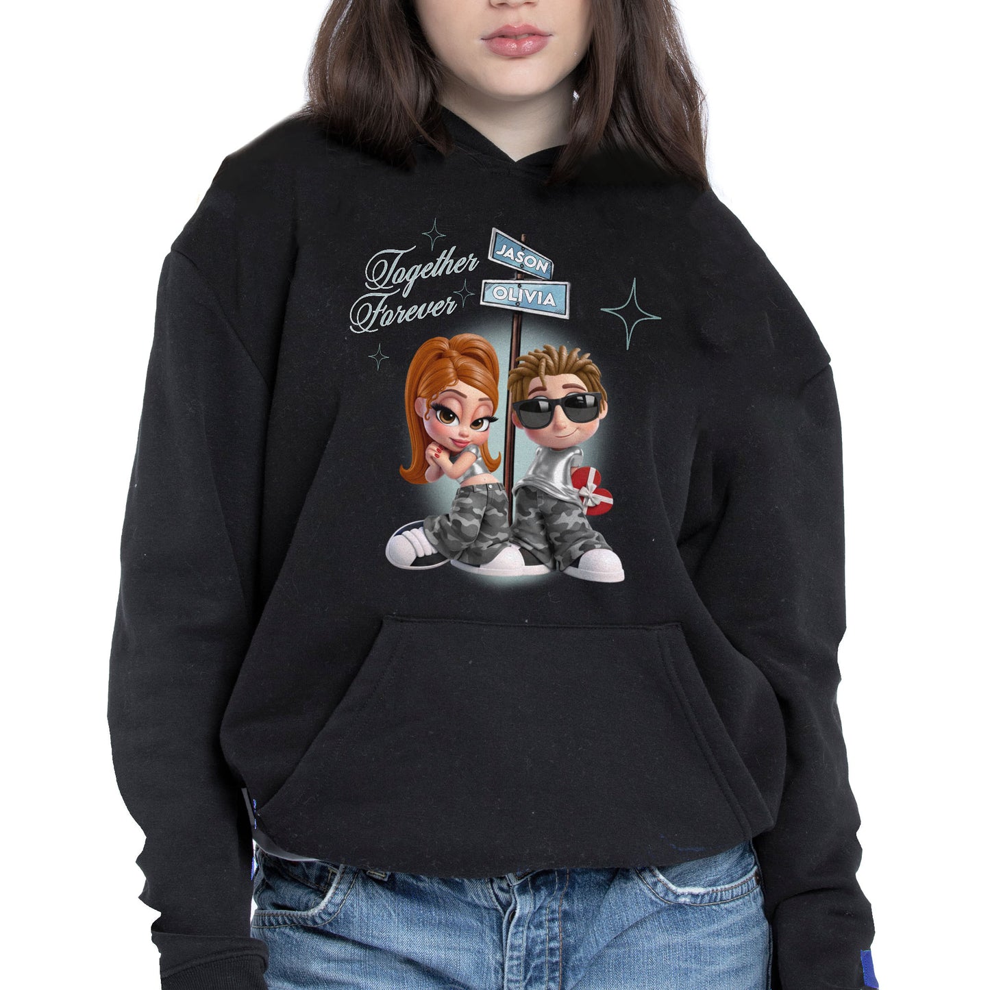 Together Forever, Cartoon Couple Heart Design