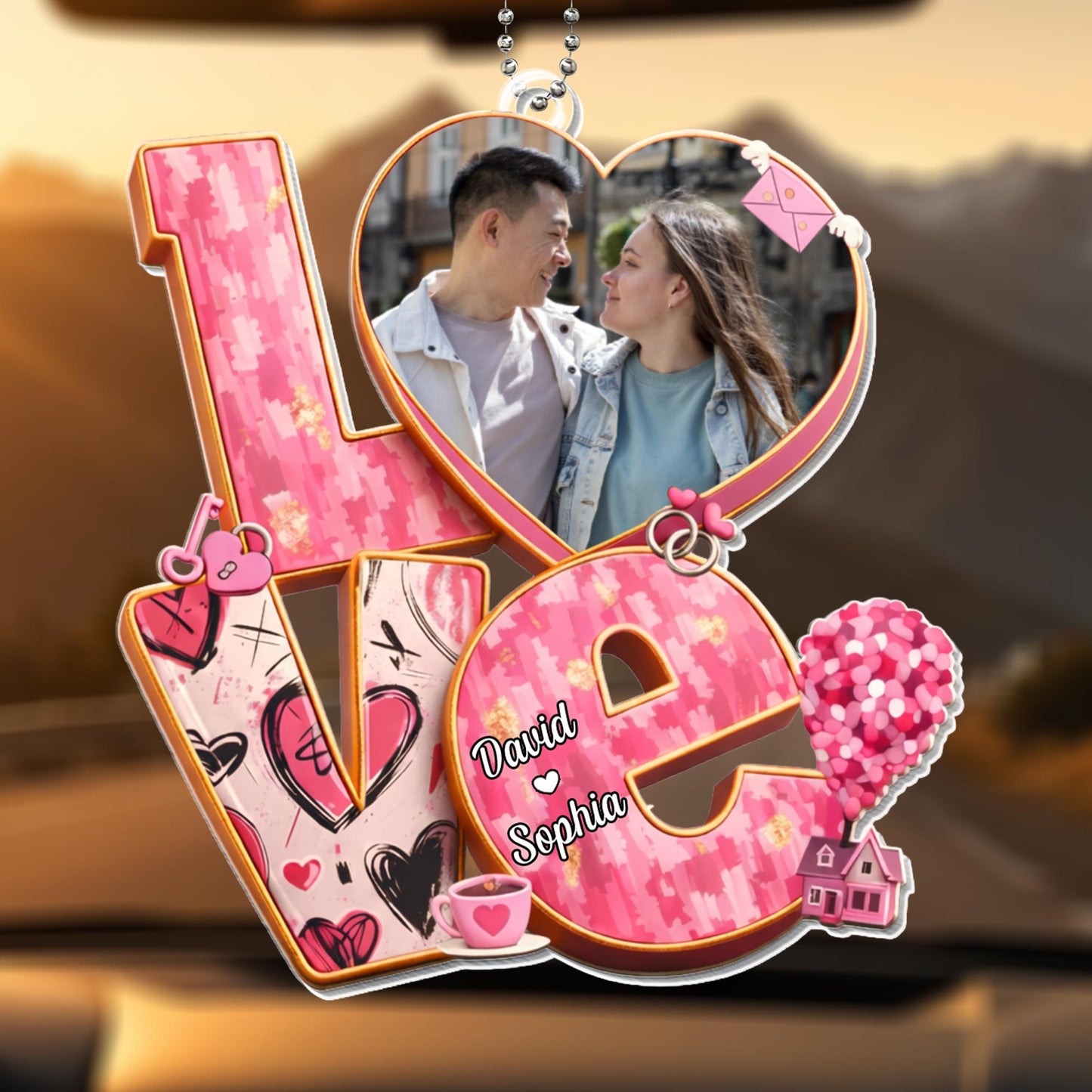 Celebrate Love With Heart-Shaped Ornament Featuring Love Motifs