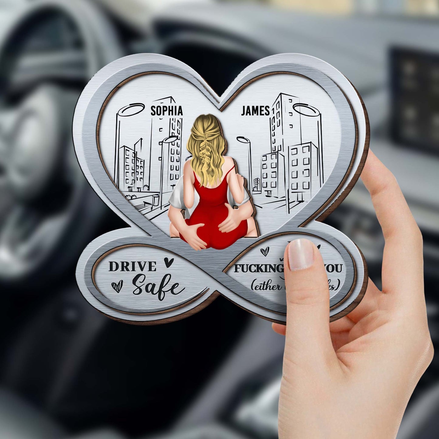 Drive Safe, I Effing Love You, Cityscape Heart Design