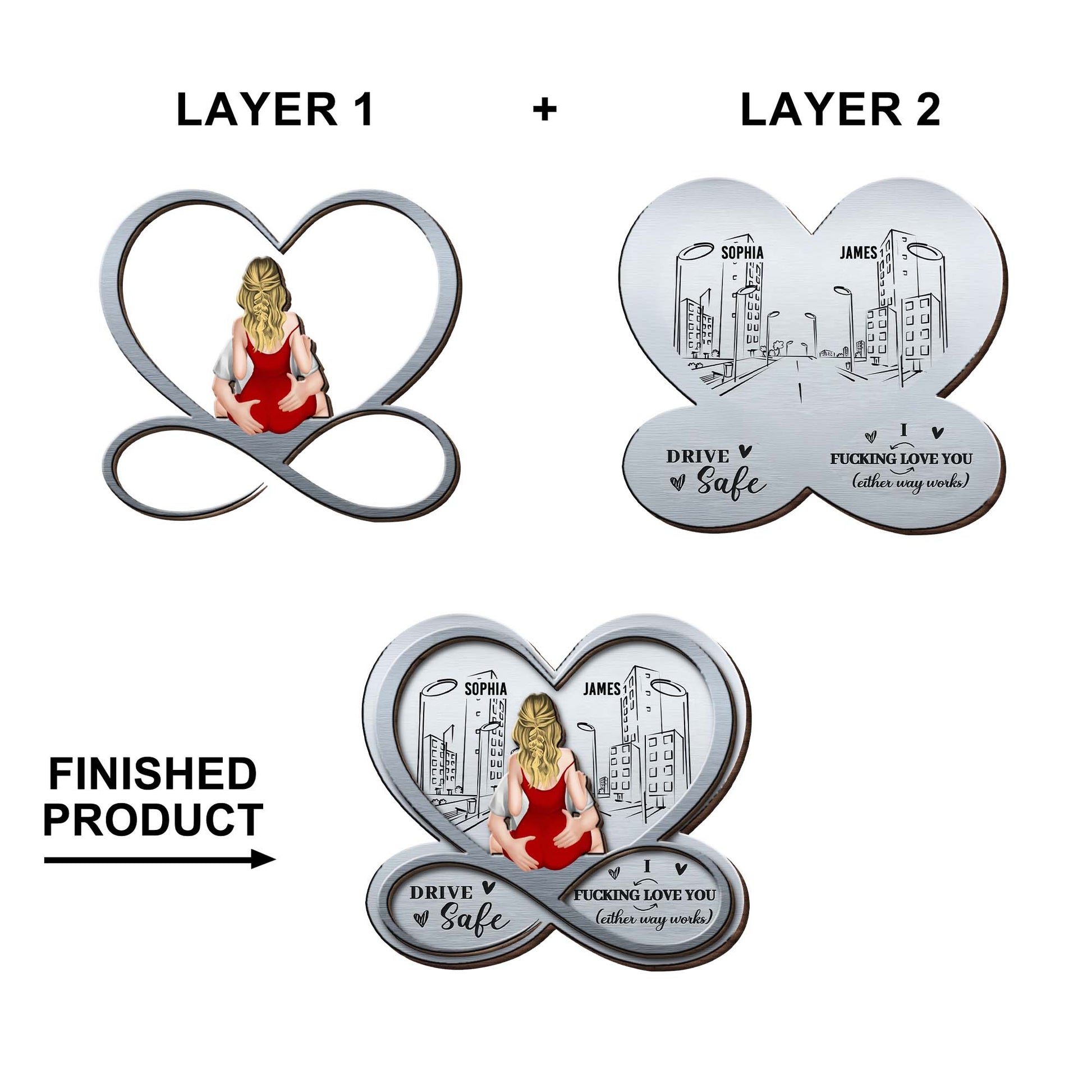 Drive Safe, I Effing Love You, Cityscape Heart Design