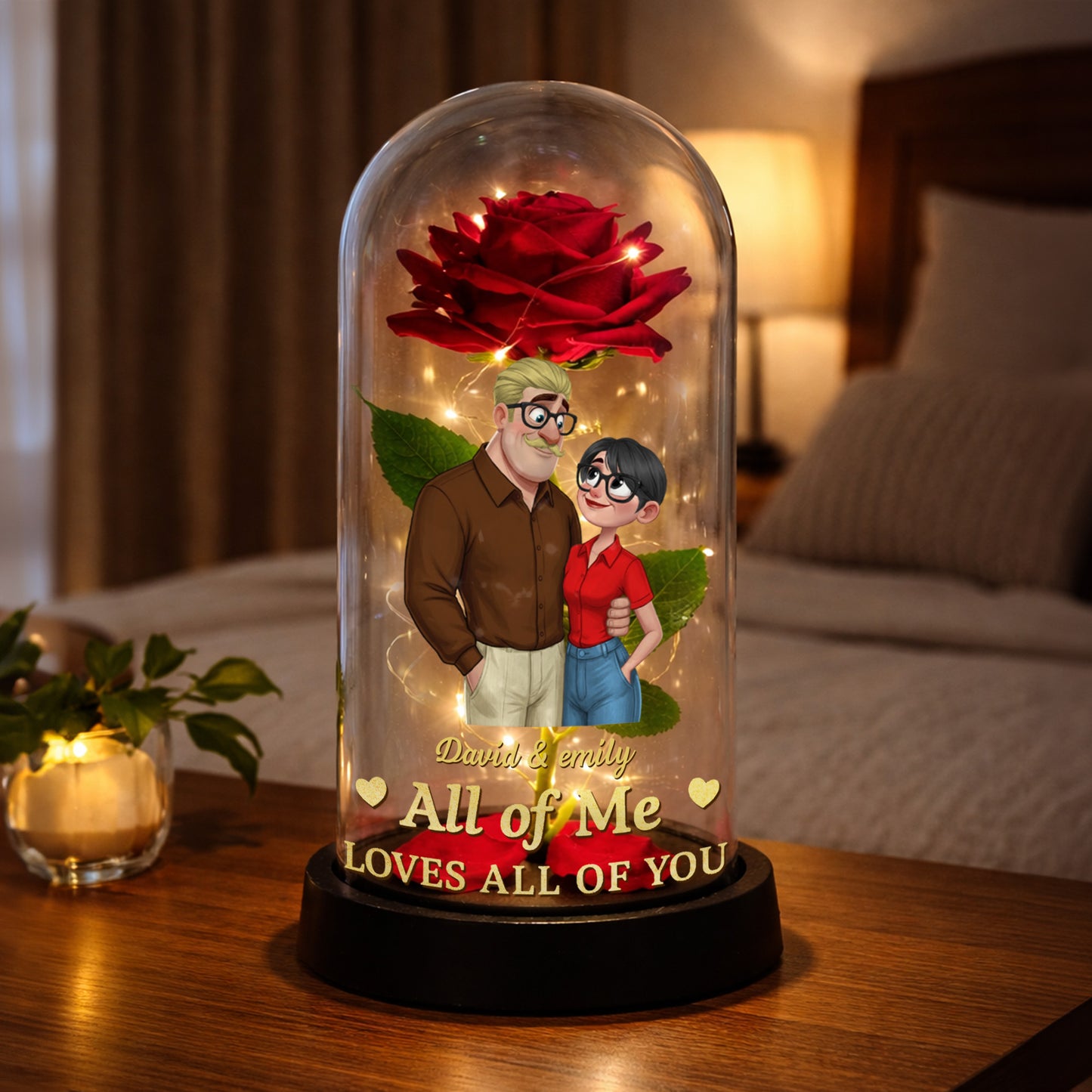 All Of Me Loves All Of You Everlasting Rose Couple Lamp