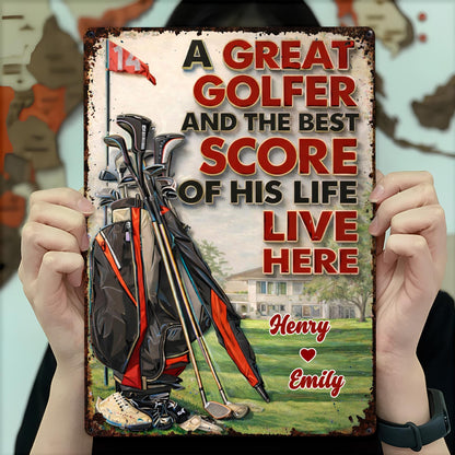A Great Golfer And The Best Score Of His Life, Golf Bag And Club